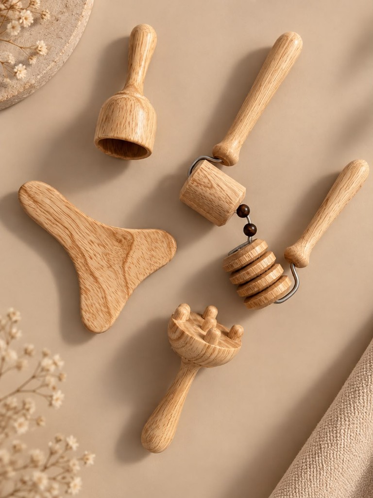 Outils de madérothérapie visage